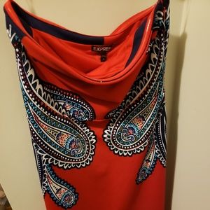 Red strapless dress